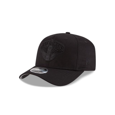 Black New Orleans Pelicans Hat - New Era NBA Black On Black Stretch Snap 9FIFTY Snapback Caps USA9673480